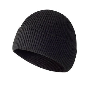 Gorro de invierno Jacquard para hombre y mujer, gorro de punto grueso cálido, gorro acrílico con puños y bordado de logotipo personalizado - Product Image 2