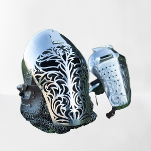 Bascipet-casco de Caballero de la fortuna con Visor de corte láser, hecho a mano, aspecto bonito para casco de combate Medieval - Product Image 1