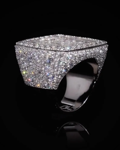 Anillo de Cóctel Unisex con Diamante Moissanite VVS, Plata de Ley 925, Engaste de Garras, Cuadrado, Bañado en Rodio, Diseño de Lujo - Product Image 3