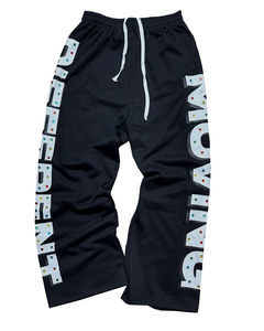 Pantalons personnalisés délavés pour hommes, en molleton français, jambes larges, lavage à l'acide, style baggy, évasés, avec strass - Product Image 6