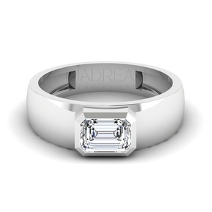 Anillo DE BODA solitario de Plata de Ley 925 para hombre, anillo de moda de diamante de moissanita de corte esmeralda, regalo para él - Product Image 1