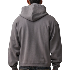 Mens Zip Hoodie <b>Thick</b> <b>Fleece</b> Jacket Custom Logo Casual Streetwear Warm Winter Hooded 100% Cotton Heavyweight Zipper Supplier - Product Image 2