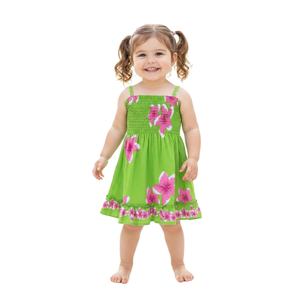 Abito Estivo alla Moda per Bambine in Rayon con Stampa Floreale, Senza Maniche e Arricciato - Product Image 6