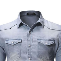 Camisa vaquera clásica para hombre, estilo casual con botones, para tiendas de moda y ropa urbana, pedido al por mayor en EE. UU.