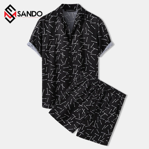 ชุดชายหาดแขนสั้นสำหรับผู้ชาย,ชุดสั้นสองชิ้นแบบลำลองโลโก้แบบกำหนดเองสำหรับฤดูร้อน - Product Image 5