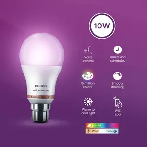 发光二极管灯泡10w全彩WiFi E27，用于生活、卧室、家庭办公室和书房室内发光二极管灯泡，批发价