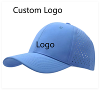 Topi olahraga Golf matahari Golf 6 Panel, topi bisbol poliester berlubang Laser 6 Panel, topi ayah profil rendah ringan cepat kering kustom