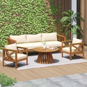 Muebles de exterior de madera de teca personalizados para proyectos de cafeterías y hoteles, hechos en Indonesia. - Product Image 1