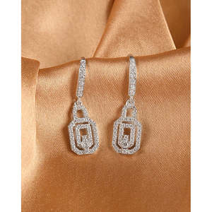NOVAMART Fine Premium 925 Sterling <b>Silver</b> <b>Drop</b> <b>Earrings</b> for Women Girls Gold Plated Water Flower Pattern Featuring Pearls Diamon - Product Image 2