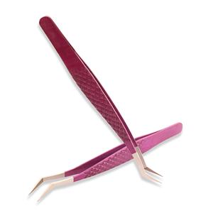 Pinzas de extensión de pestañas de acero inoxidable de nueva gama Punta de fibra de sujeción fuerte Embalaje personalizado duradero - Product Image 4