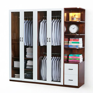 Moderno Armario Independiente de Madera de Caucho con Puertas de Vidrio 200x55x200cm Muebles para el Hogar TQA68049 - Product Image 1