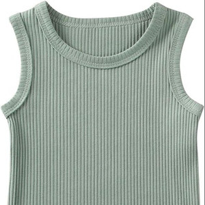 Nuevo logotipo personalizado OEM niños Rib chaleco sin mangas niño verano niños algodón desgaste verano niñas niños camiseta sin mangas - Product Image 1