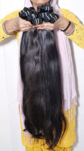 Fabricant de faisceaux naturels Cuticules vierges brutes alignées non traitées soyeuses raides extensions de cheveux humains du temple indien - Product Image 3