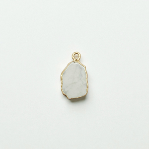 Raw Howlite Gemstone Gold Electroplated Charms Pendant - 925 Silver <b>Handmade</b> <b>Jewelry</b> - Product Image 1