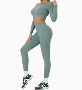 Sujetador deportivo personalizado para mujer y ropa deportiva Crop Tops con pantalones cortos de malla Leggings de yoga Ropa de gimnasio Chándal de entrenamiento físico - Product Image 1