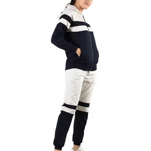 Vente chaude 100% coton fabriqué de qualité supérieure blanc rayure bloc tenue décontracté expédition rapide survêtements pour femmes vêtements de course - Product Image 2