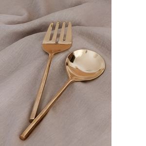 Ensemble de service à salade moderne de luxe en laiton de taille standard avec poignée en pierre de marbre pour ustensiles de cuisine essentiels couverts - Product Image 4