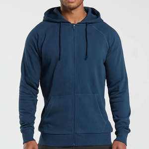 High Quality Navy Blue <b>Zip</b> Up <b>Fleece</b> Hoodies Custom Design Breathable Fabric Slim Fit <b>Men's</b> Hoodies & Sweatshirts For Casual Use - Product Image 5