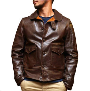 Blouson aviateur en cuir pour homme, modèle A1, style USAAF Seconde Guerre mondiale, en cuir véritable, décontracté, vintage, tendance, veste de pilote, manteau, OEM - Product Image 5