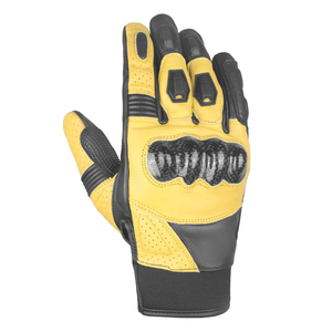 Gants thermiques d'été en cuir véritable pour moto Gants de course automobile en cuir jaune pour hommes - Product Image 3
