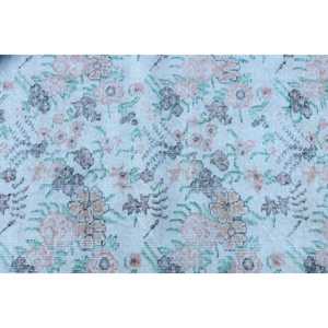 Tapis vintage, tapis turc 2,5x6,1 pieds, tapis en laine blanche à motifs floraux - Product Image 5