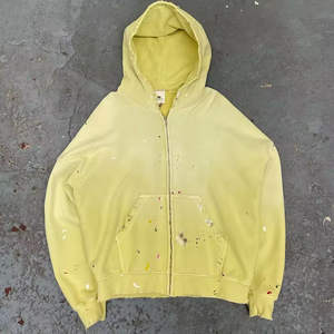 Sudadera con Capucha Extra Grande de Estilo Desgastado con Lavado Ácido Personalizada, Sudadera con Capucha para Hombre con Efecto Desgastado y Decoración de Cremallera - Product Image 6