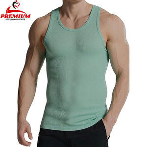 Customizable Men's Ribbed Tank Top Fitness <b>Running</b> <b>Singlet</b> Tight Gym Compression Athletic Clothing Fitted for Sports - Product Image 1