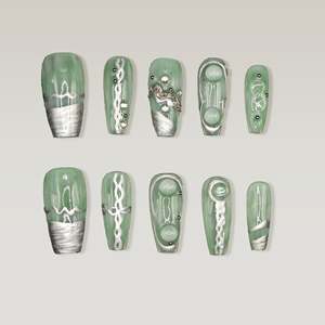 Ongles press-on Green Spring élégants et stylés - Product Image 1