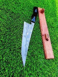 Couteau de chef en acier au carbone fait à la main Magnifiquement conçu et facile à saisir Couteaux de survie en cuir de qualité - Product Image 3