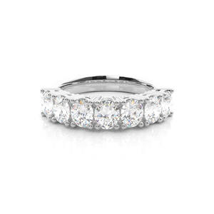 Anillo de Boda de Platino Elegante con 7 Diamantes Ovalados Cultivados en Laboratorio, Fabricante Internacional de Joyería al por Mayor y al Detal - Product Image 1