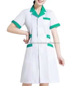 Chaqueta Larga de Manga Corta para Mujer, Uniforme Médico de Enfermera Veterinaria, Transpirable, Cómodo, para Laboratorio, Investigación - Product Image 4