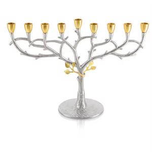 Nouvelle arrivée Menorah en métal avec finition en cuivre antique en aluminium fait à la main bougeoirs Menorah juive Religions Candélabres - Product Image 3