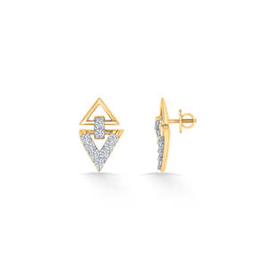 Boucles d'oreilles clous en or 14 carats avec diamants taille Asscher Delta Gleam, bijoux de fiançailles en or rose, blanc et jaune - Product Image 4