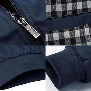 Blouson bombardier décontracté coupe ajustée pour hommes fermeture éclair col montant Hombre automne Plaid à l'intérieur Homme mode coupe-vent manteaux - Product Image 5