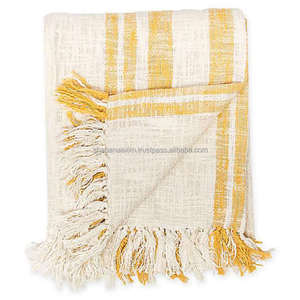 <b>Brown</b> Striped Handloom Woven <b>Throw</b> <b>Blanket</b> with Fringes Personalized Slub Textured Handloom <b>Throw</b> <b>Blanket</b> - Product Image 3