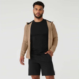 Chaqueta cortavientos ligera con capucha para hombre, abrigo deportivo para exteriores resistente al agua y al viento con cremallera - Product Image 1