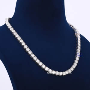 สร้อยเทนนิสทองคำขาว 14k ล่าสุด ขนาด 6.5 มม. สไตล์คลาสสิก เพชรทรงคลาสสิก คุณภาพ VVS ผลิตจากเพชรเลี้ยงในห้องปฏิบัติการ ชุบโรเดียม เหมาะสำหรับงานแต่งงาน - Product Image 2