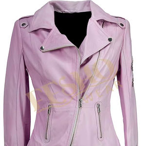 Blouson de moto en cuir matelassé en peau de mouton véritable pour femme, automne/hiver, imperméable, coupe-vent, respirant, tendance - Product Image 1