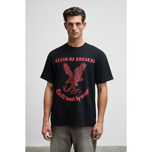 Camiseta GUSI para Hombre, Corte Holgado, 100% Algodón Orgánico, Cuello Redondo, Color Negro, Talla 5XL - Product Image 5