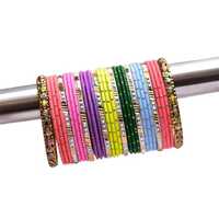 Nouveaux ensembles de bracelets en alliage de cuivre pour mariée, couleur rose, élégants bracelets brodés avec pendentifs Bunda/Jhumka pour occasions de mariage
