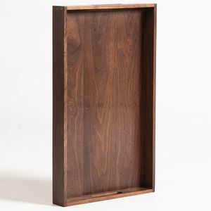 Ensemble de plateaux en bois en gros de couleur expresso élégante avec forme rectangulaire et finition chic, idéal pour la maison et le bureau - Product Image 4