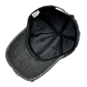 Sombrero de papá negro ajustable de algodón vintage unisex al por mayor gorras deportivas desgastadas gorra de béisbol lavada en blanco - Product Image 3