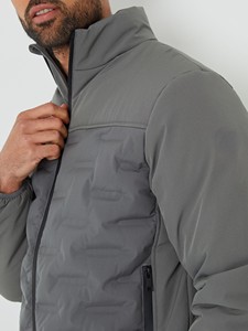 OEM Custom <b>Men</b> High Quality Custom Colors Full Sleeves Hooded Puffer Bubble <b>Jacket</b> Breathable and Comfortable Vest Grey Coour - Product Image 4