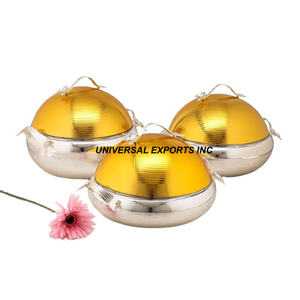 Juego de tres ollas calientes de metal de excelente calidad cazuela de diseñador hecha a mano clásica elegante nuevo calentador de alimentos de metal - Product Image 2