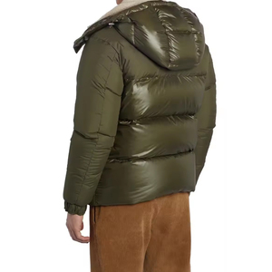 Veste matelassée longue à capuche respirante pour homme avec doublure en laine, logo OEM, couleurs personnalisées, design à bulles, veste matelassée noire d'hiver - Product Image 6