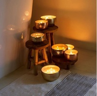 Porte-bougie votif de haute qualité, design incurvé, plaqué or, fait à la main, avec couleur et logo personnalisés pour la décoration de Noël à la maison