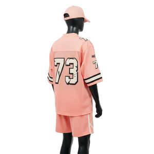 Ensemble short de football pour femmes, haute qualité, maille polyester GSM, toucher doux, couleur pêche, logo personnalisé par transfert thermique, ensembles pour femmes 100% coton - Product Image 5