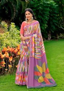 Saree estampado de algodón suave puro con proveedores mayoristas de ropa india y pakistaní de diseñador en India - Product Image 2