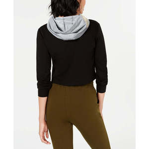 Felpa con Cappuccio Riflettente a Contrasto per Donna, Traspirante in Seta con Motivo a Lettere, Stile Casual per la Stagione Invernale, Taglia X-Large - Product Image 2