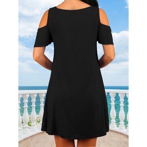 Vestido Corto de Viscosa con Corte Evase y Detalle Elegante en el Hombro para Mujer de Jane's - Cómodo y Elegante para Uso Diario - Product Image 4